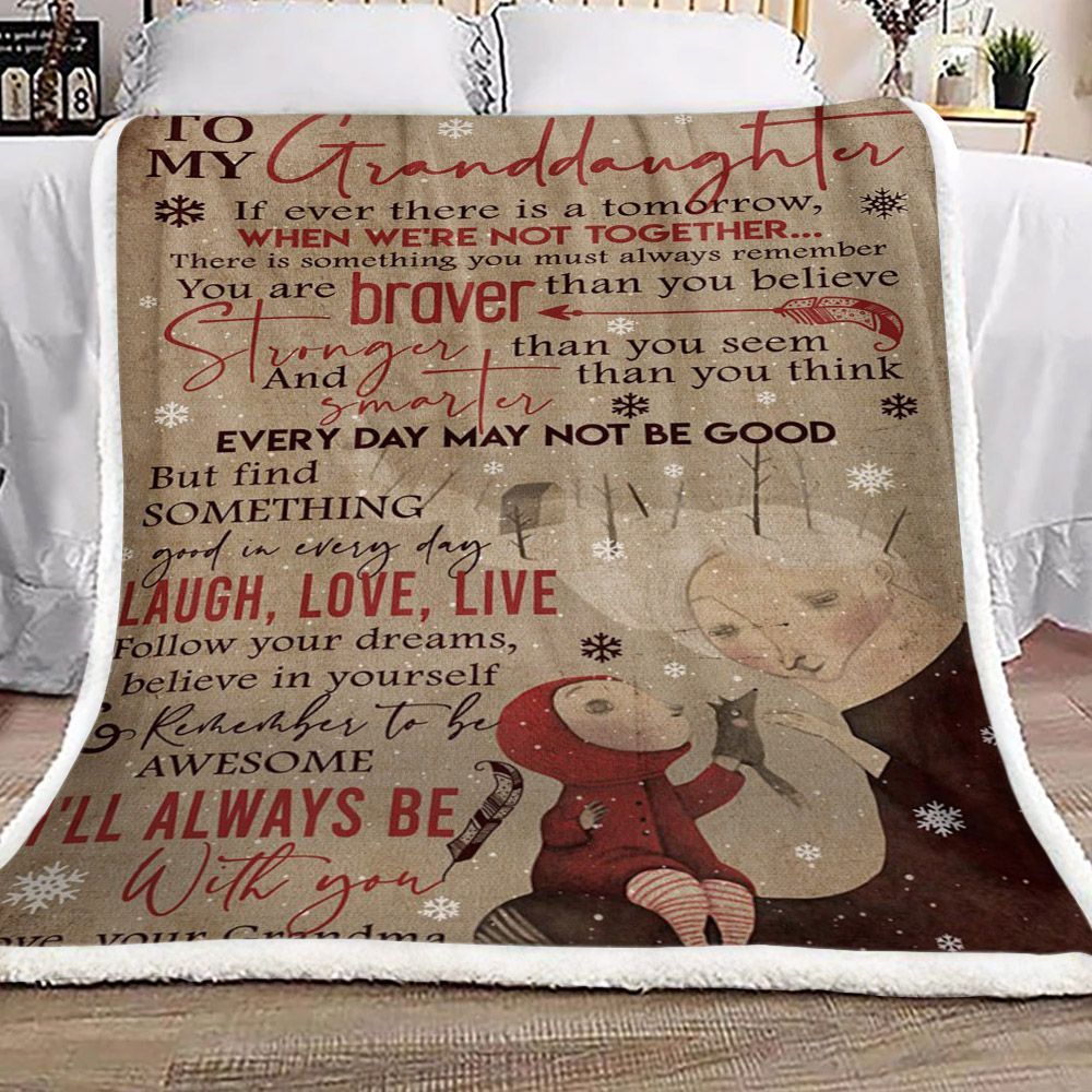 Family To My Granddaughter Your Grandma Sherpa Fleece Blanket