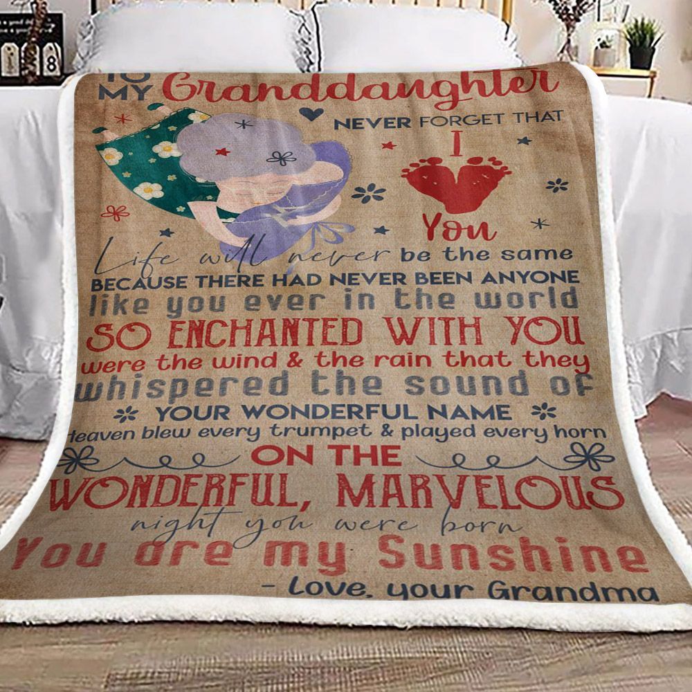 Family To My Granddaughter Your Grandma Sherpa Fleece Blanket