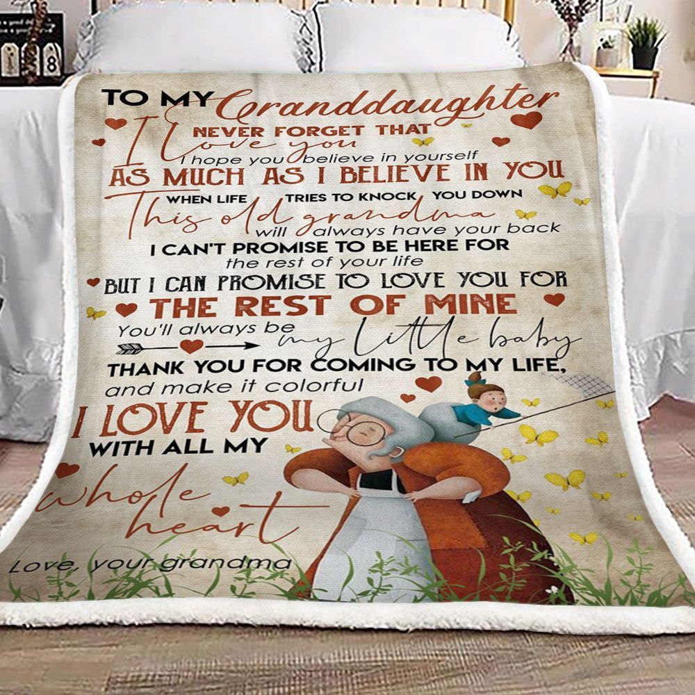 Family To My Granddaughter Your Grandma Sherpa Fleece Blanket