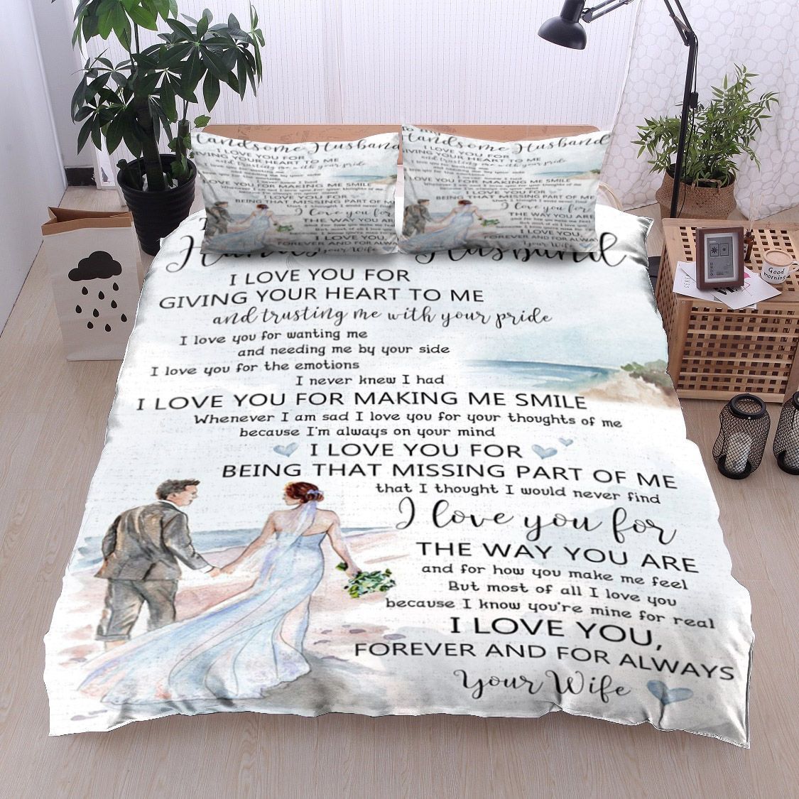 Family To My Handsome Husband Bedding Set