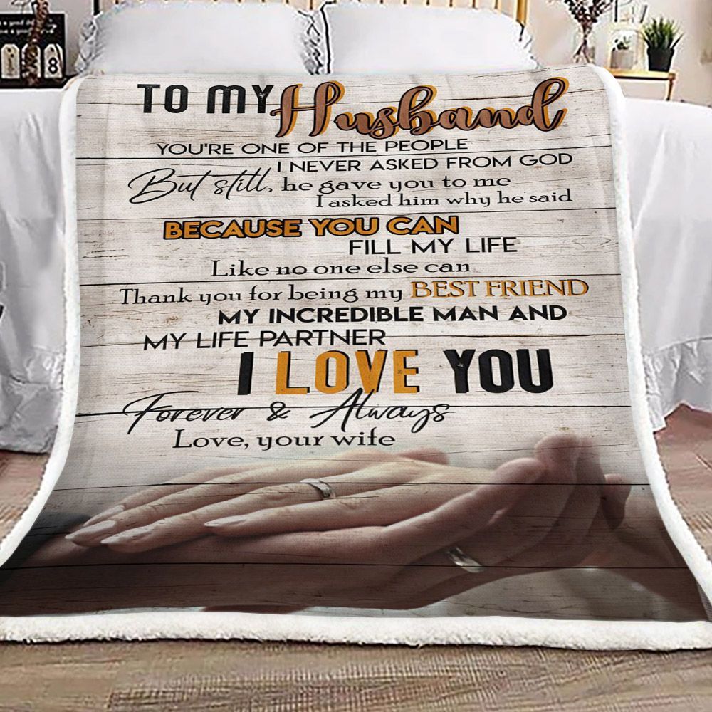 Family To My Husband Sherpa Fleece Blanket
