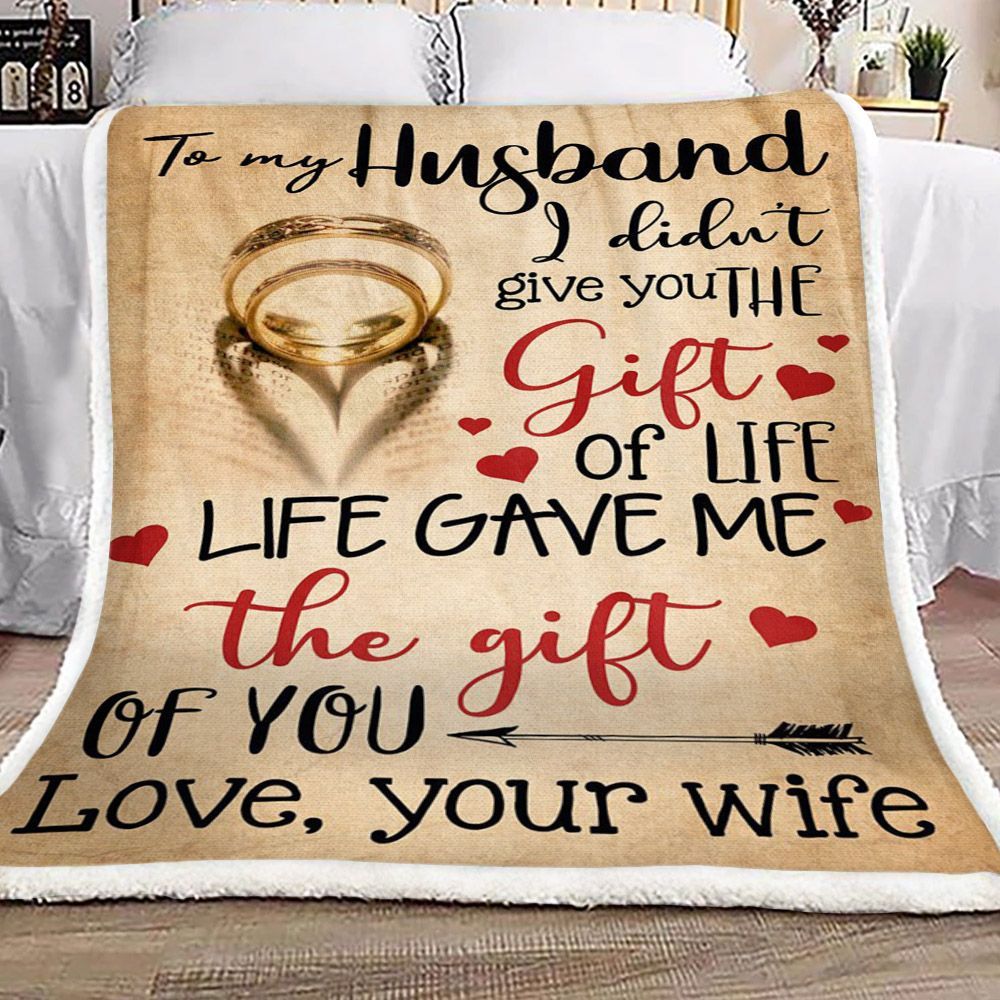 Family To My Husband Sherpa Fleece Blanket
