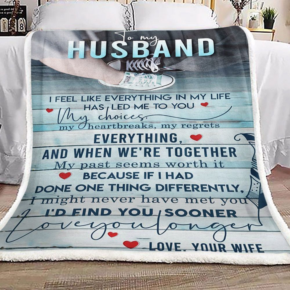 Family To My Husband Sherpa Fleece Blanket