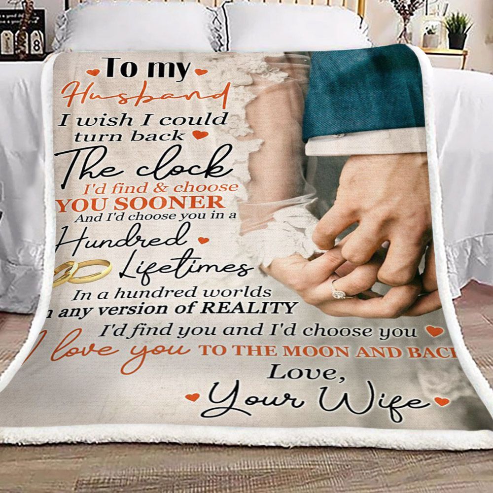 Family To My Husband Sherpa Fleece Blanket
