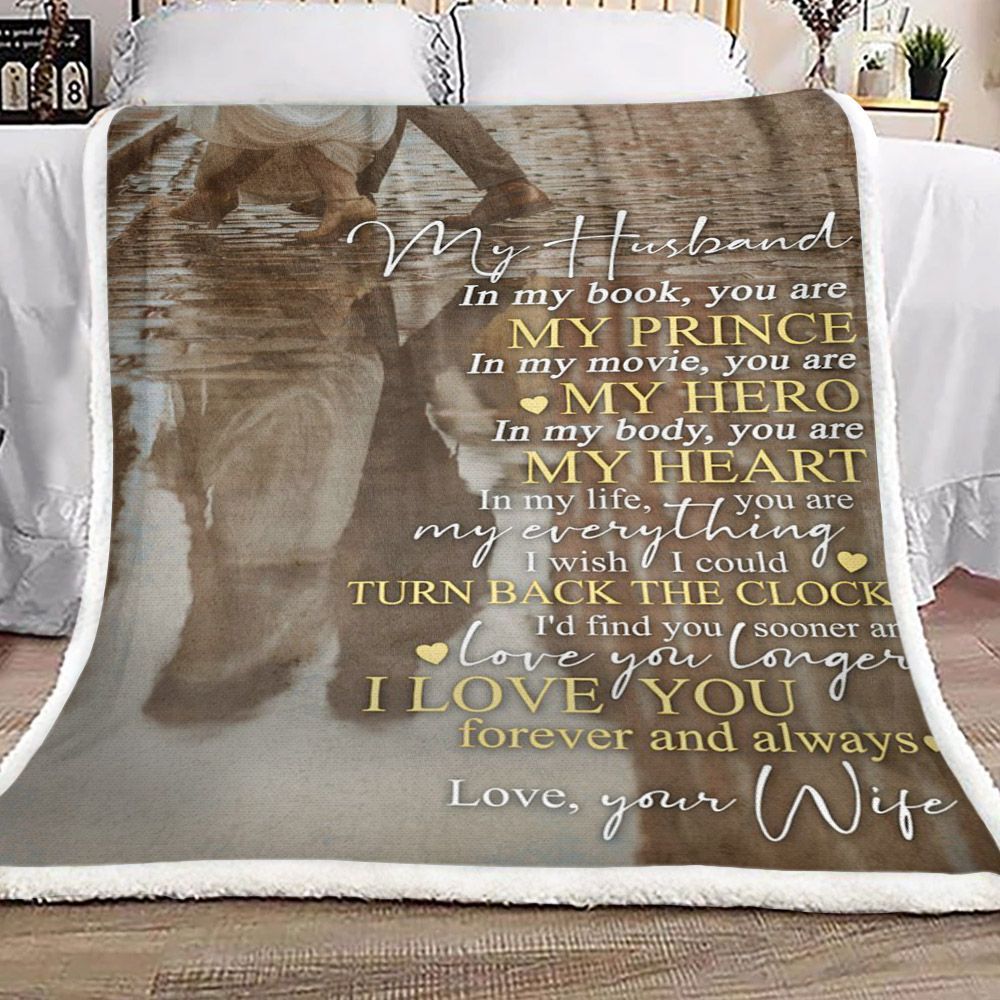 Family To My Husband Sherpa Fleece Blanket