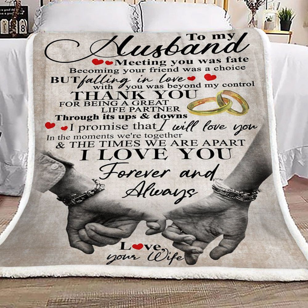 Family To My Husband Sherpa Fleece Blanket