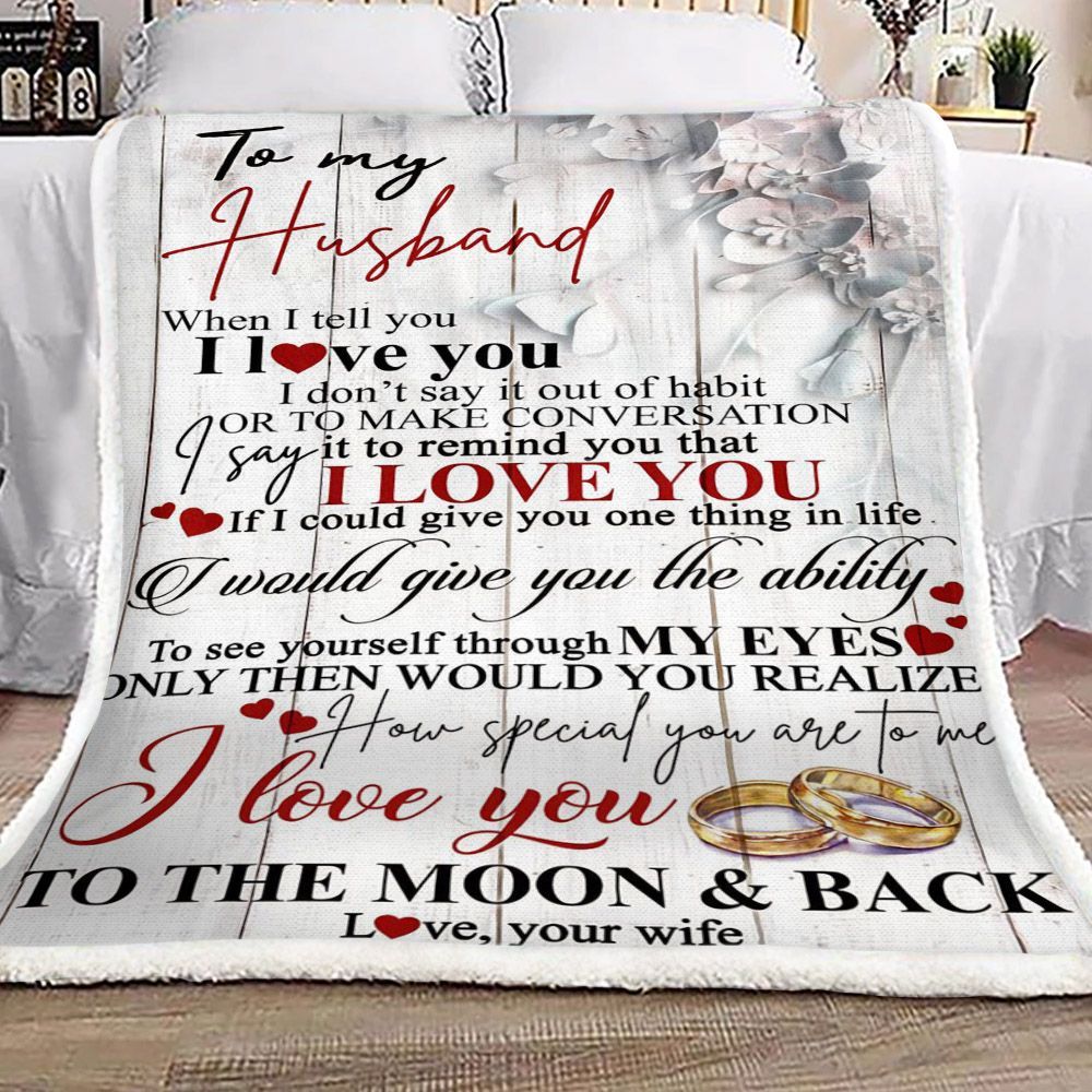 Family To My Husband Sherpa Fleece Blanket