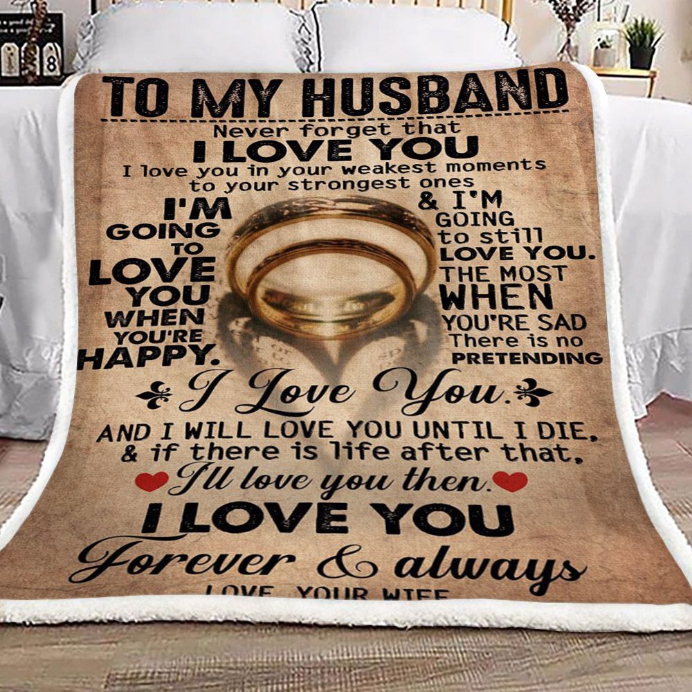 Family To My Husband Sherpa Fleece Blanket