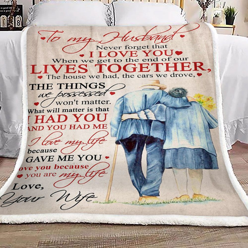 Family To My Husband Sherpa Fleece Blanket
