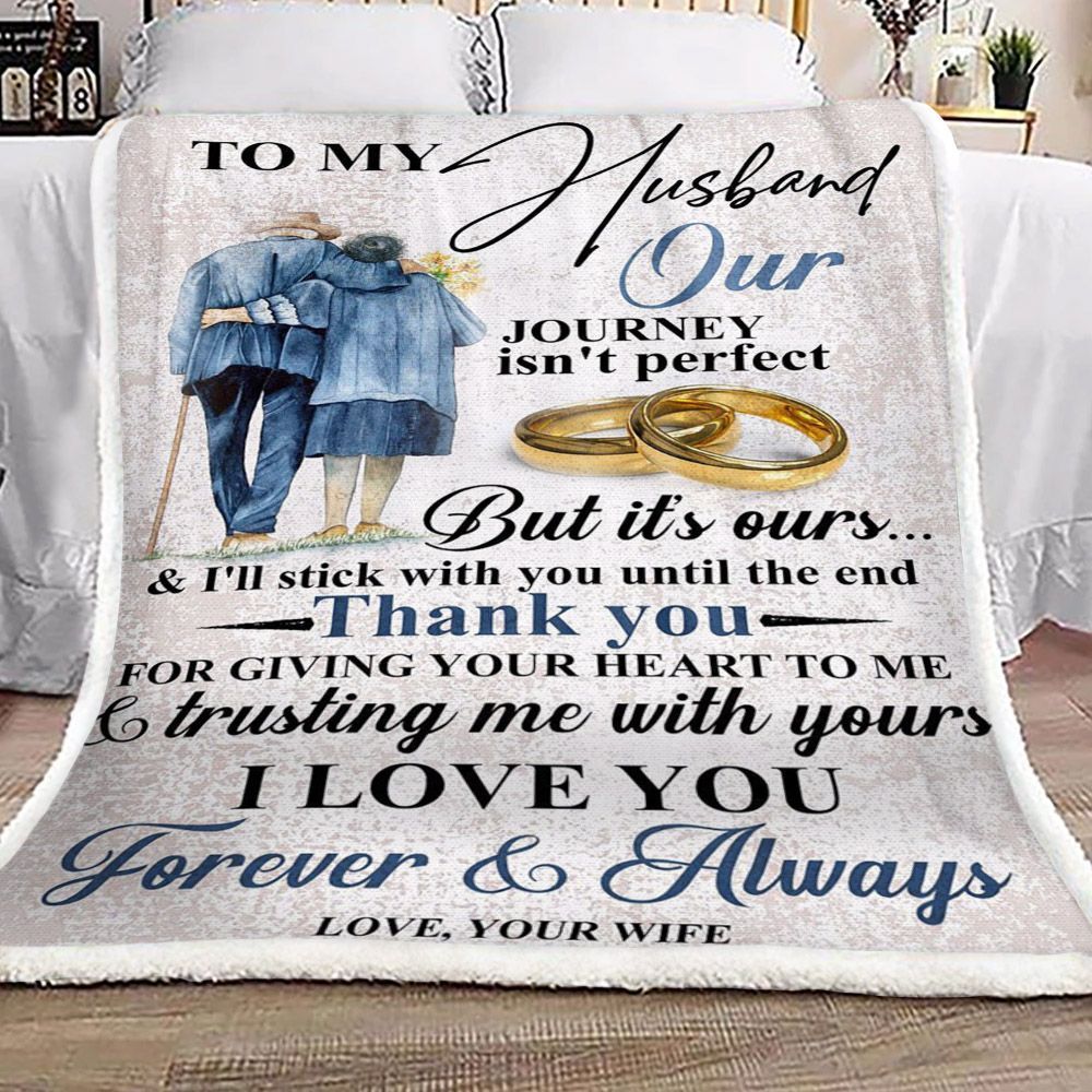 Family To My Husband Sherpa Fleece Blanket