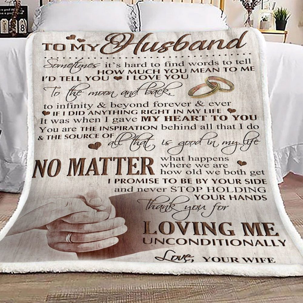 Family To My Husband Sherpa Fleece Blanket