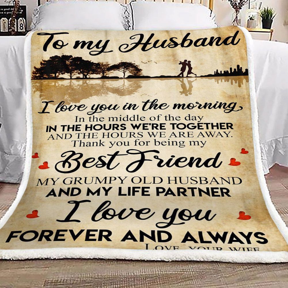 Family To My Husband Sherpa Fleece Blanket
