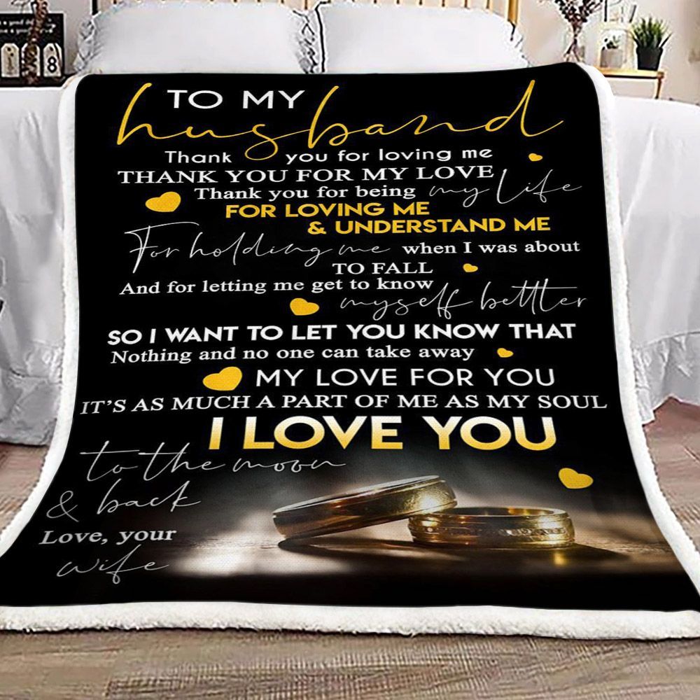 Family To My Husband Sherpa Fleece Blanket