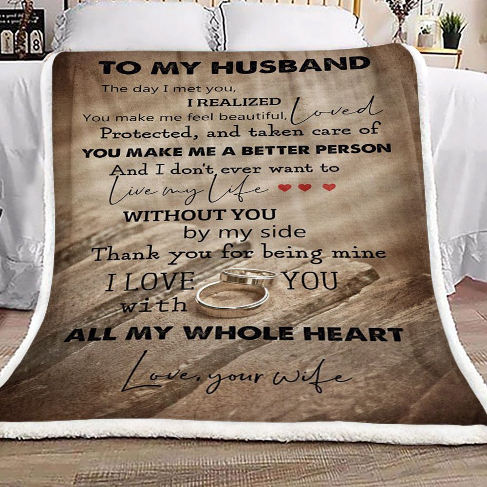 Family To My Husband Sherpa Fleece Blanket