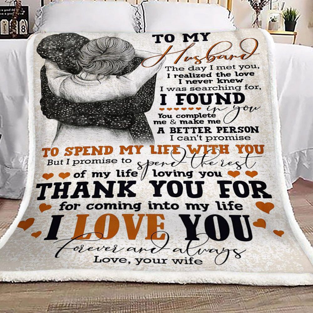 Family To My Husband Sherpa Fleece Blanket