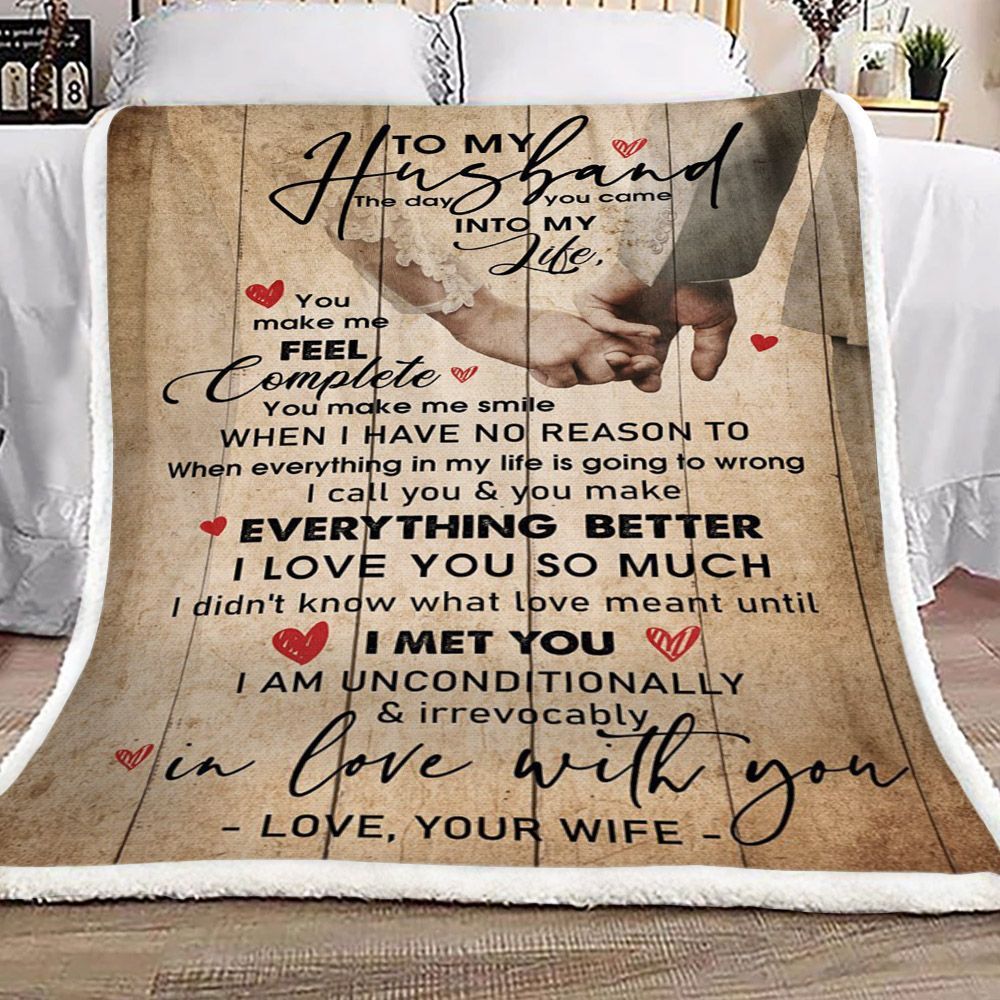 Family To My Husband Sherpa Fleece Blanket