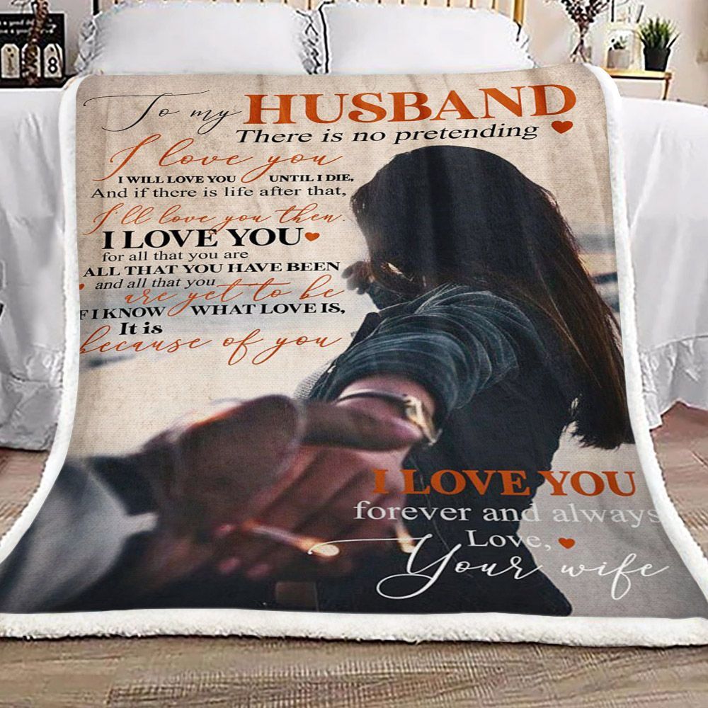 Family To My Husband Sherpa Fleece Blanket