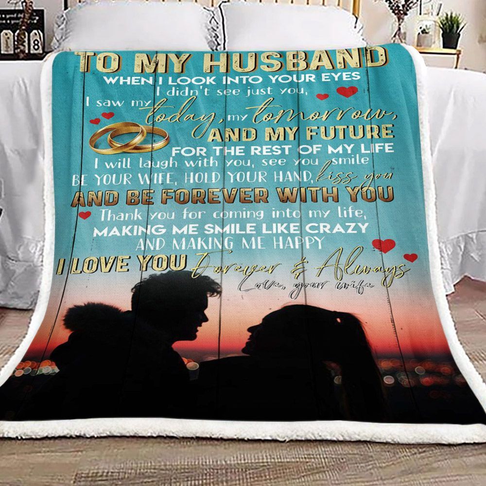 Family To My Husband Sherpa Fleece Blanket