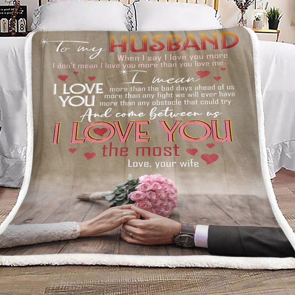 Family To My Husband Sherpa Fleece Blanket