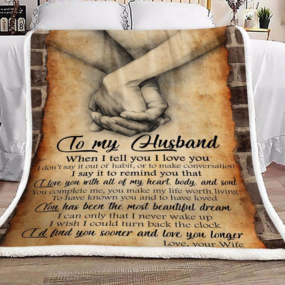 Family To My Husband Sherpa Fleece Blanket