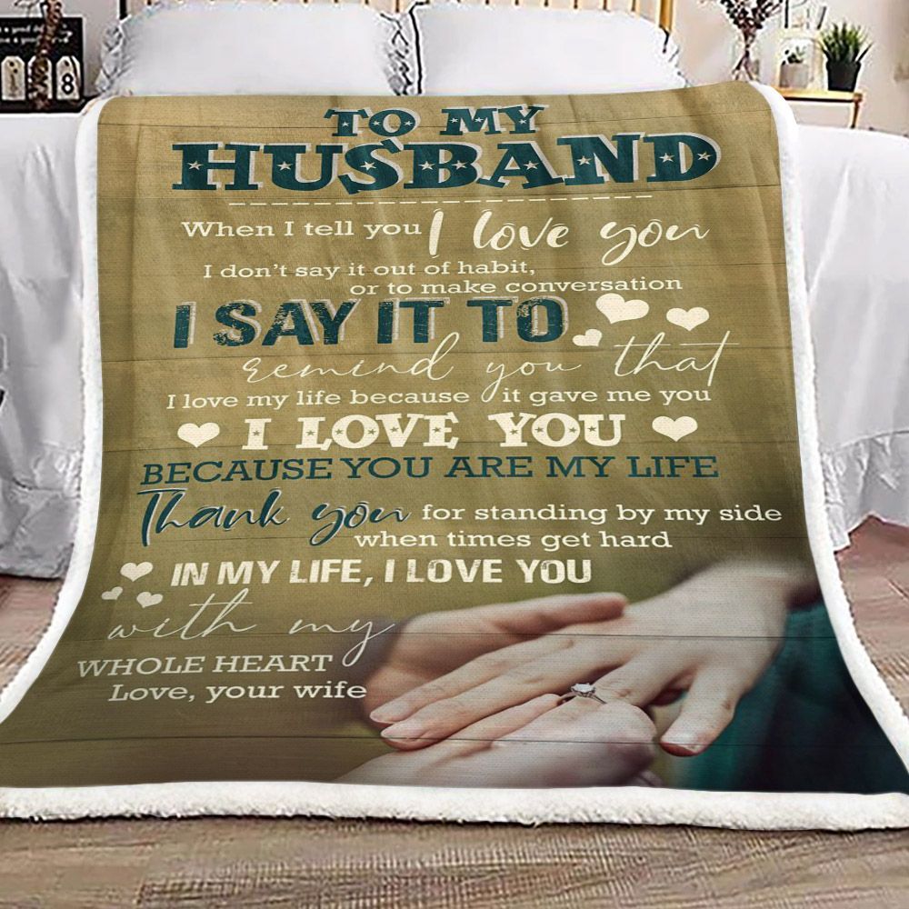 Family To My Husband Sherpa Fleece Blanket