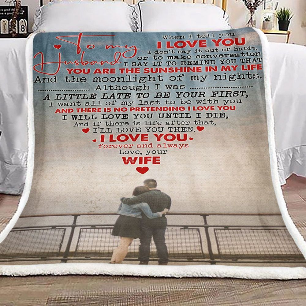 Family To My Husband Sherpa Fleece Blanket