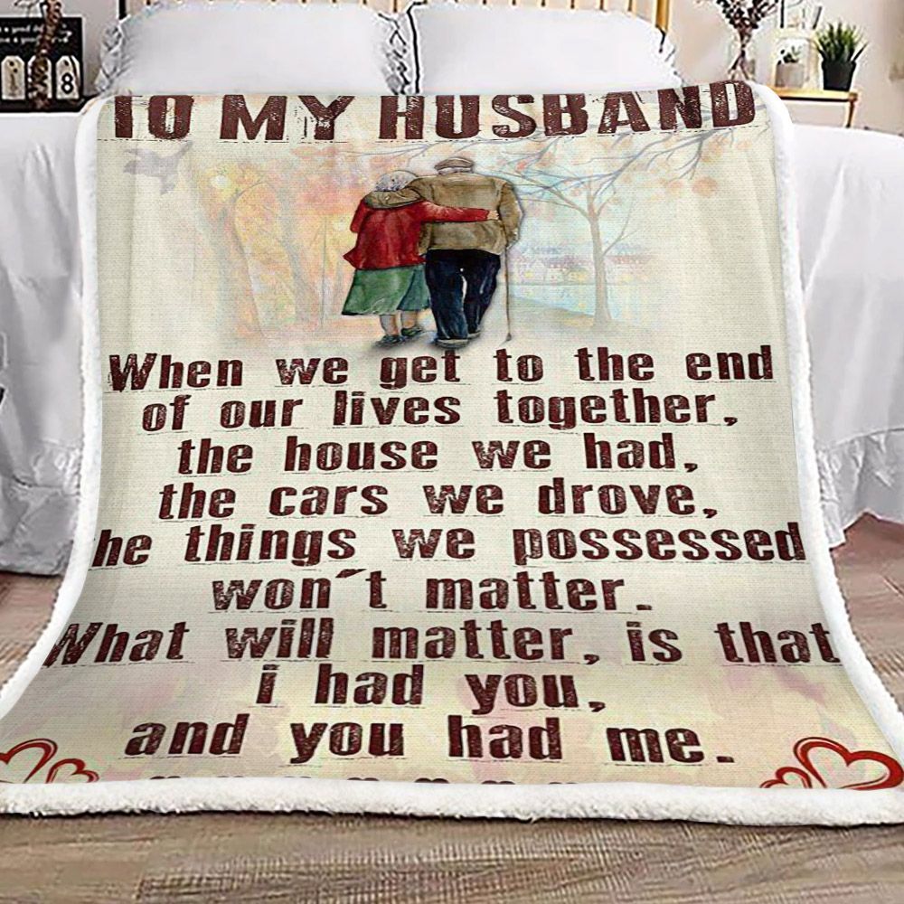 Family To My Husband Sherpa Fleece Blanket
