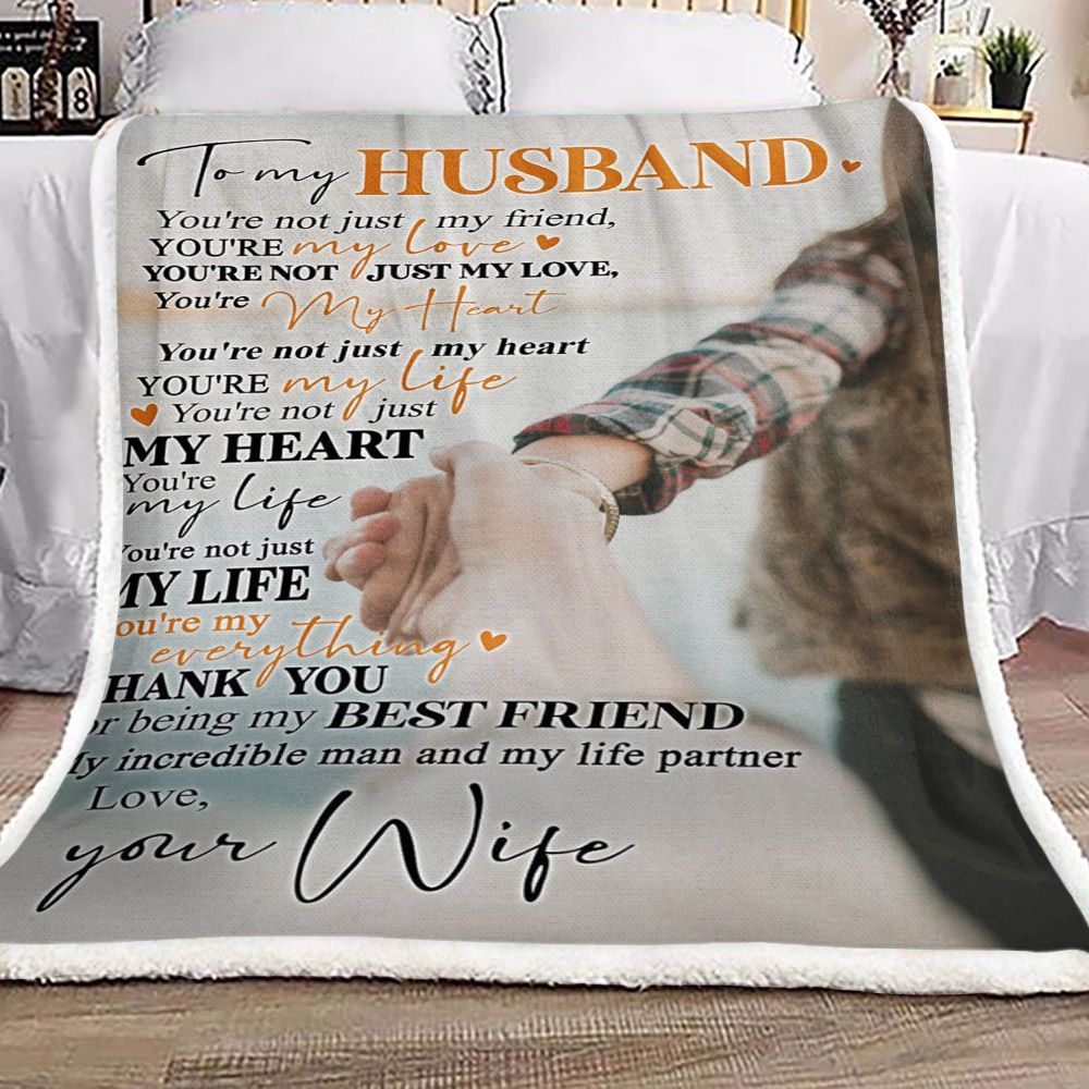 Family To My Husband Sherpa Fleece Blanket