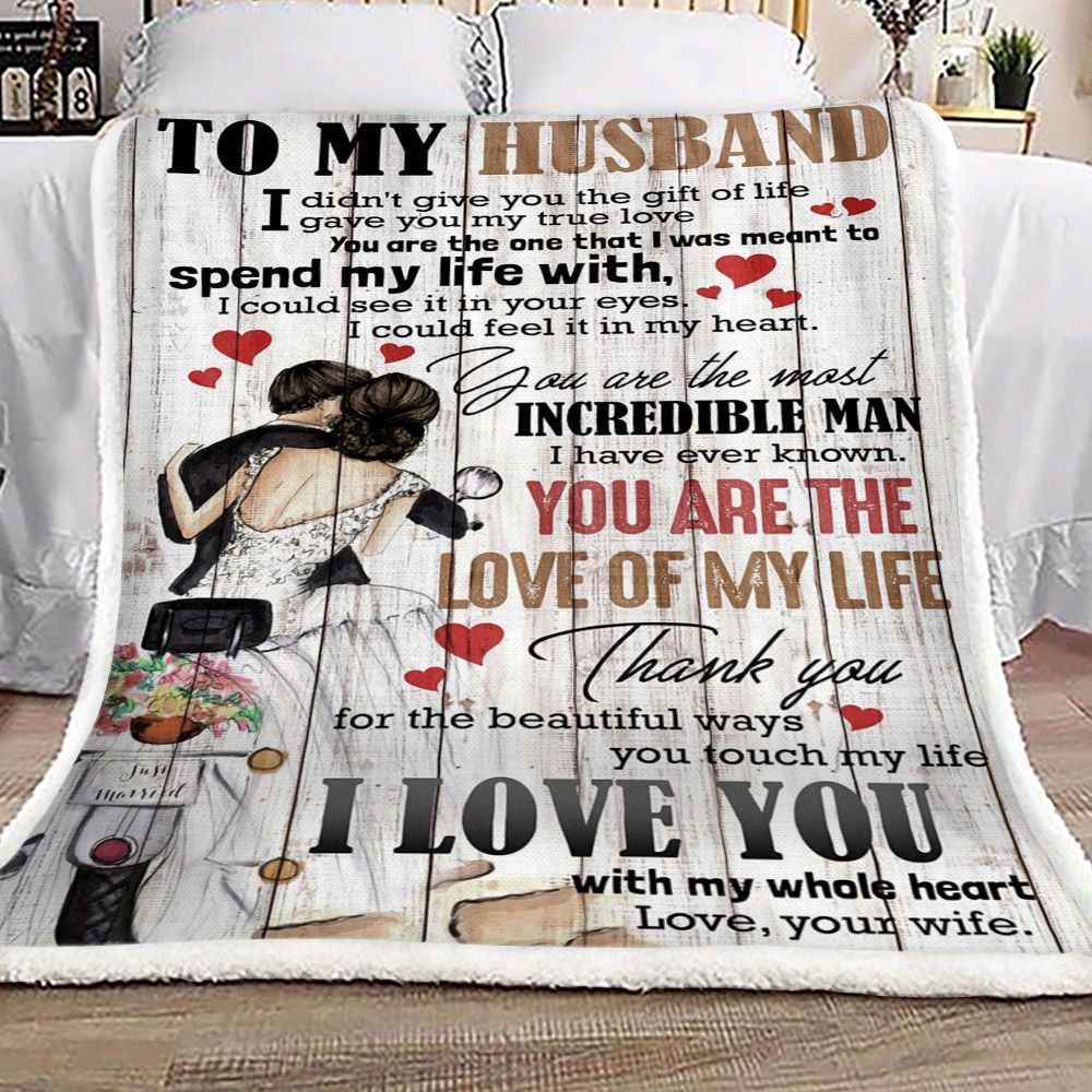 Family To My Husband Sherpa Fleece Blanket