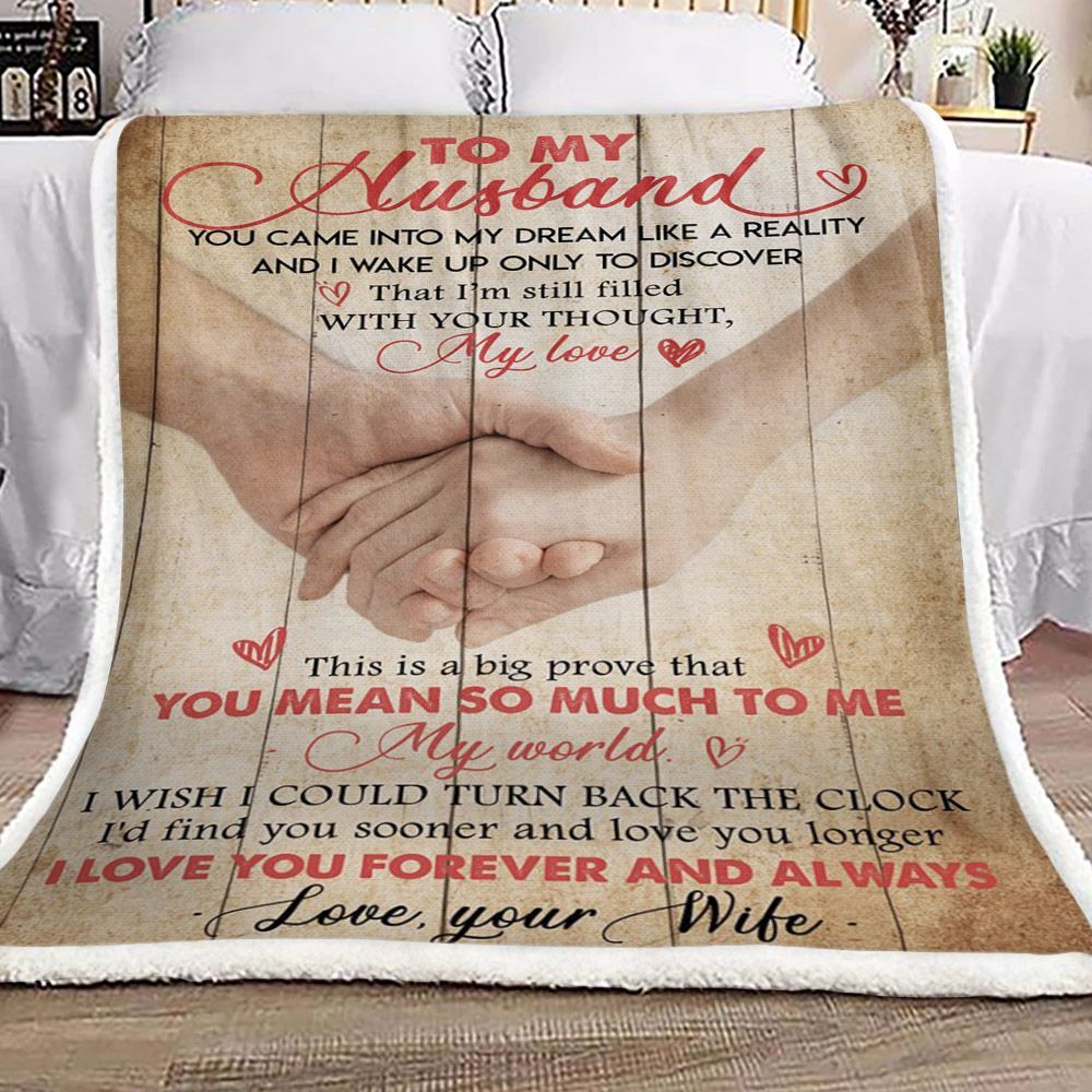Family To My Husband Sherpa Fleece Blanket