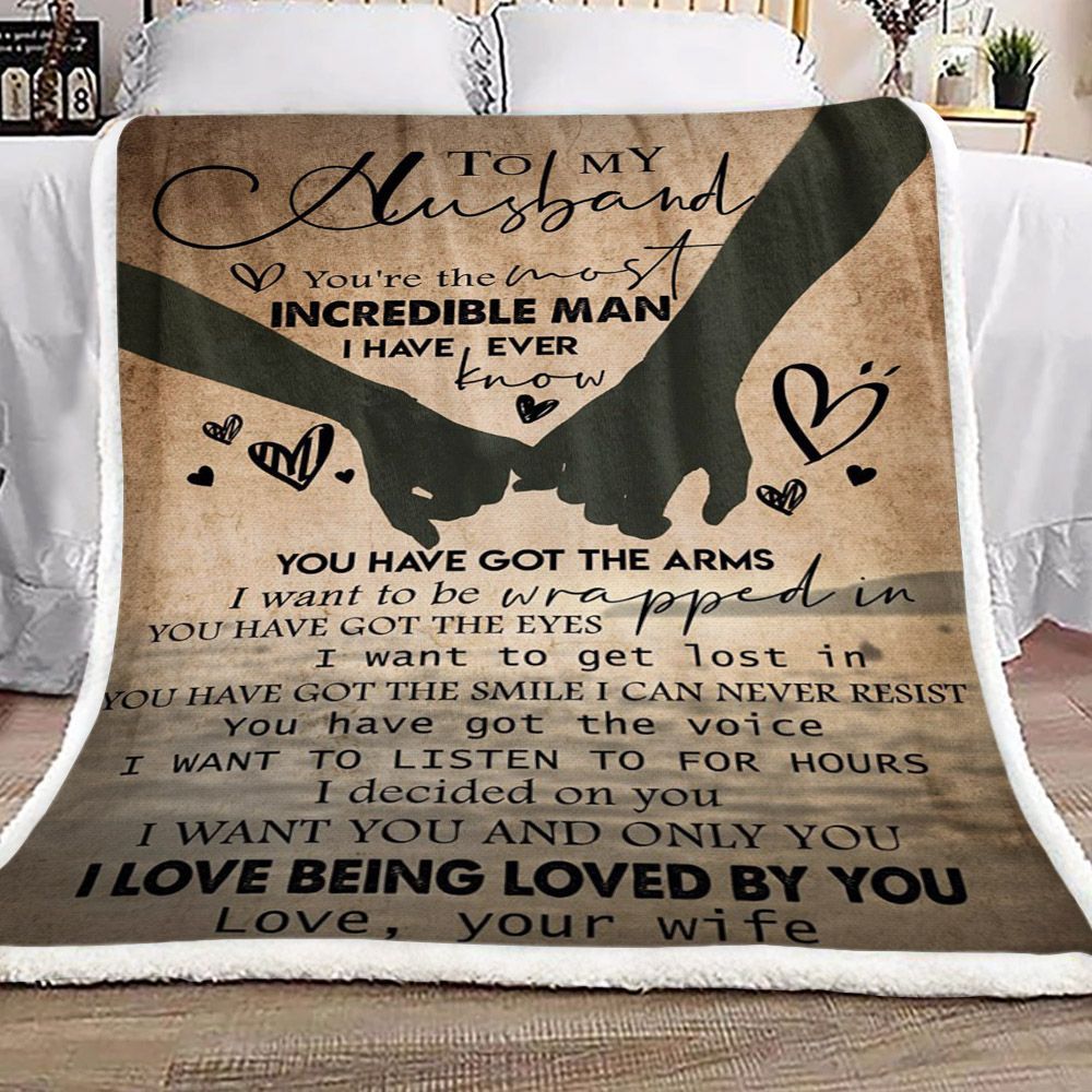 Family To My Husband Sherpa Fleece Blanket