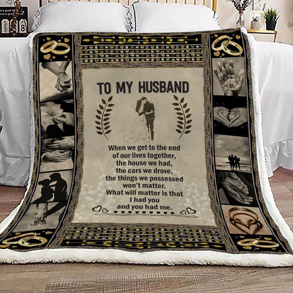 Family To My Husband Sherpa Fleece Blanket