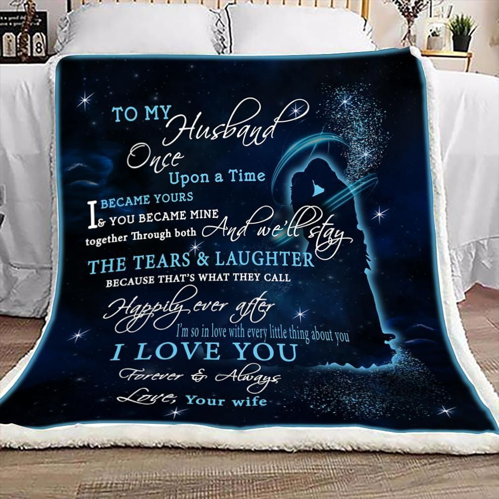 Family To My Husband Sherpa Fleece Blanket