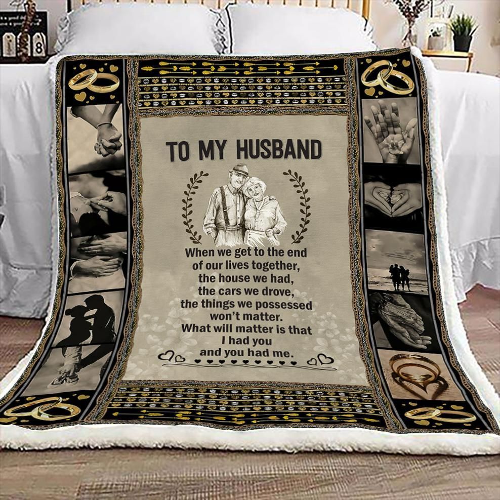 Family To My Husband Sherpa Fleece Blanket
