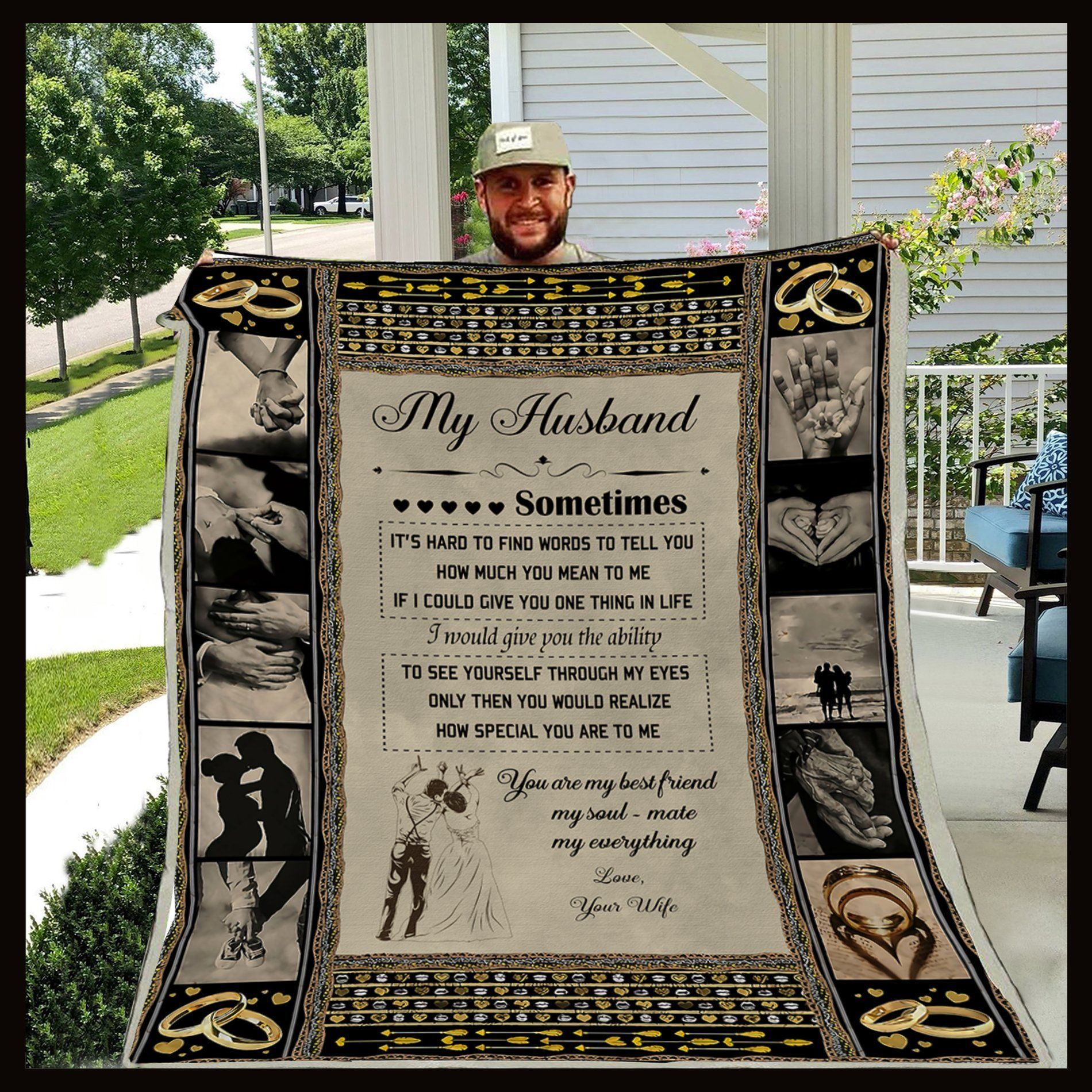 Family To My Husband Sometimes Sherpa Fleece Blanket