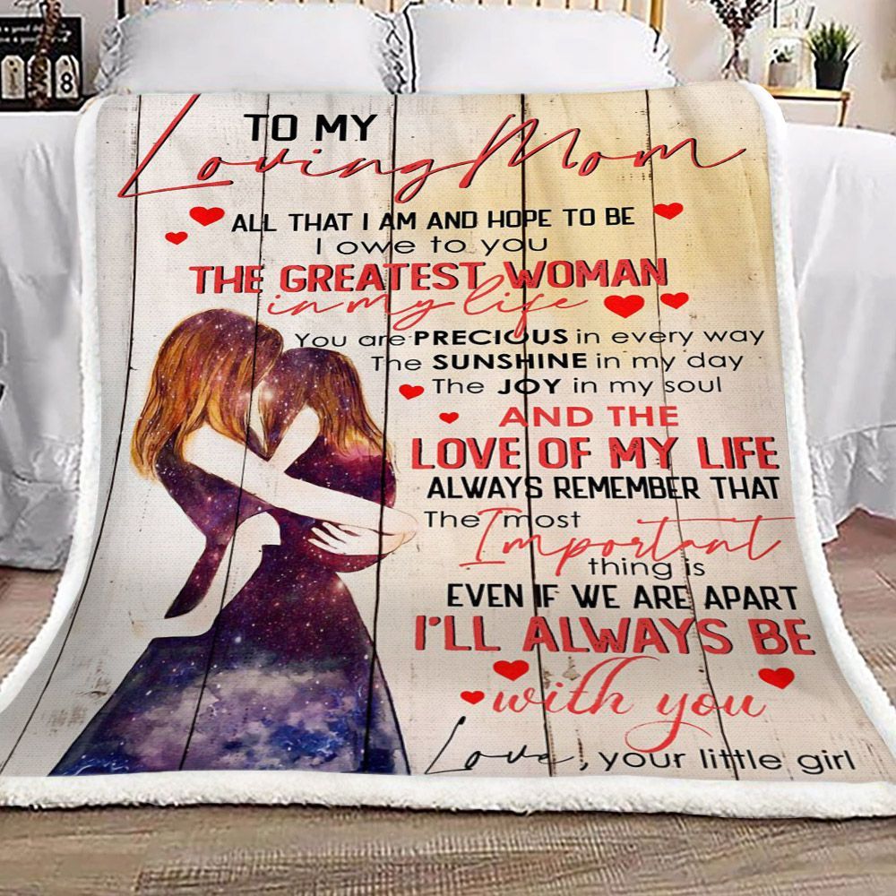 Family To My Loving Mom Love Your Little Girl Sherpa Fleece Blanket