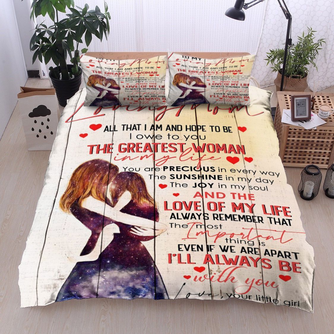 Family To My Loving Mom Love Your Little Girl Bedding Set