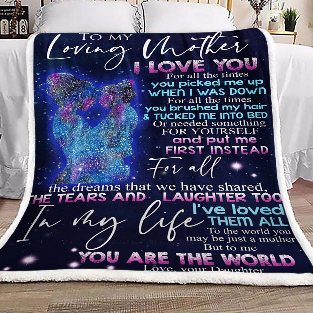 Family To My Loving Mother Love Your Daughter Sherpa Fleece Blanket