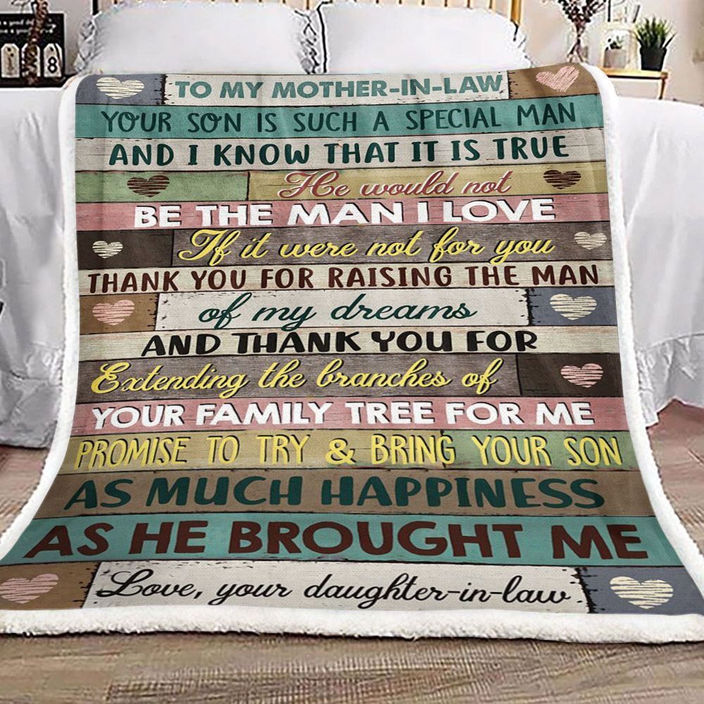 Family To My Mother In Law Love Your Daughter Sherpa Fleece Blanket