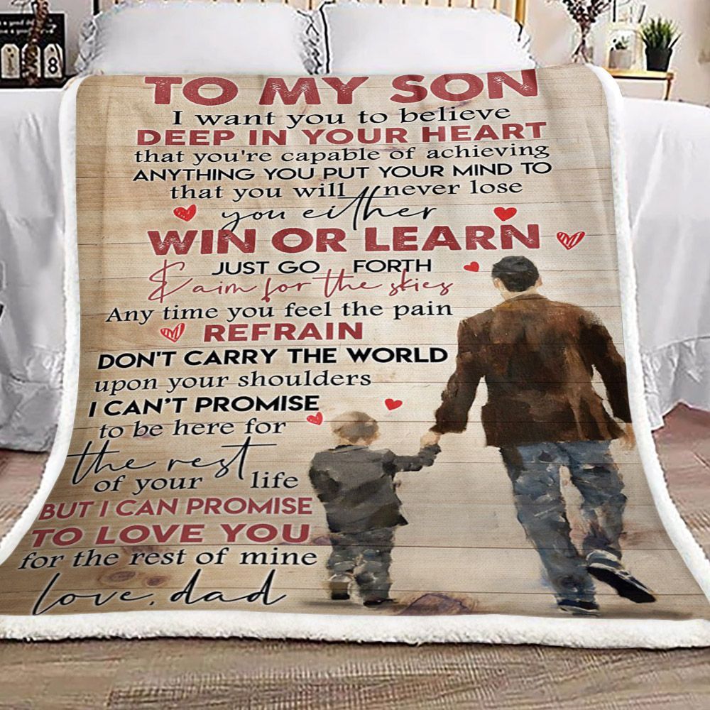 Family To My Son From Dad Sherpa Fleece Blanket