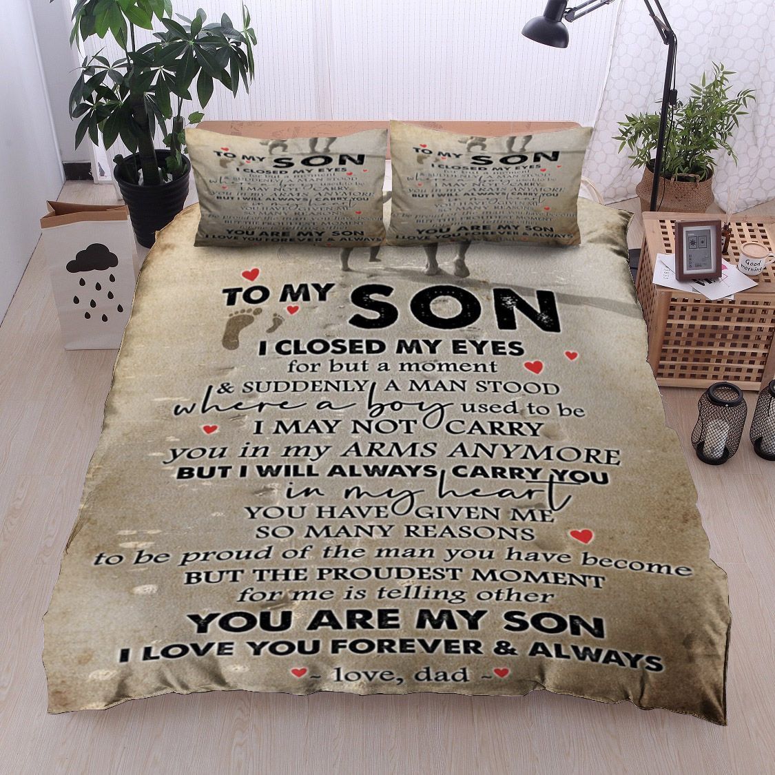 Family To My Son From Dad Bedding Set