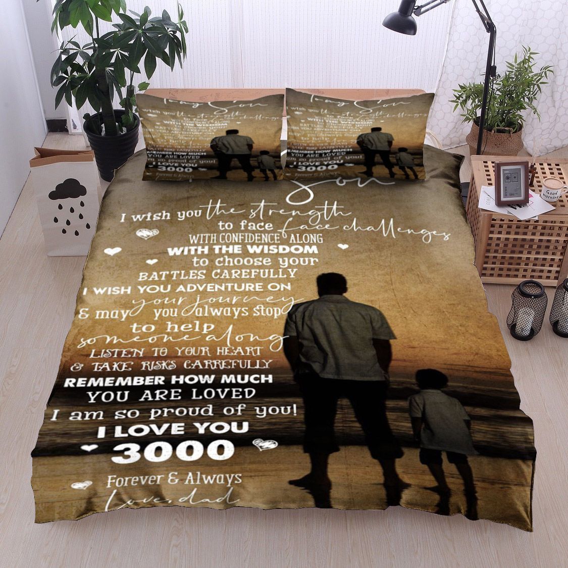 Family To My Son From Dad Bedding Set