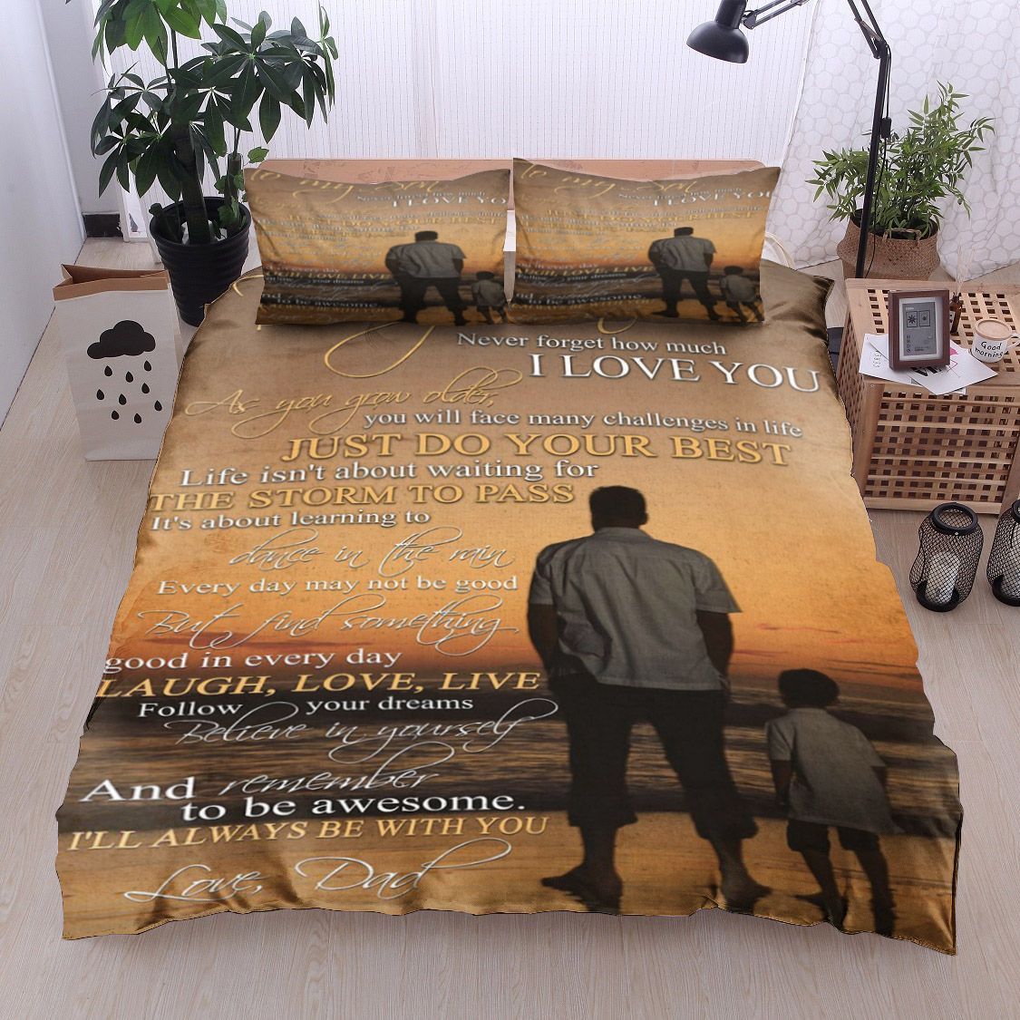 Family To My Son From Dad Bedding Set