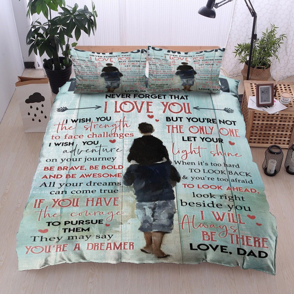 Family To My Son From Dad Bedding Set