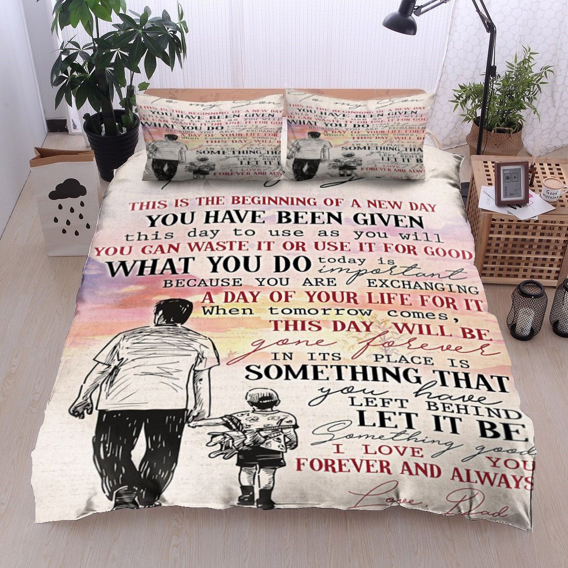 Family To My Son From Dad Bedding Set