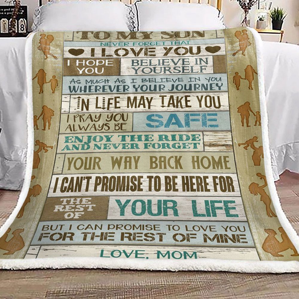 Family To My Son From Mom Sherpa Fleece Blanket