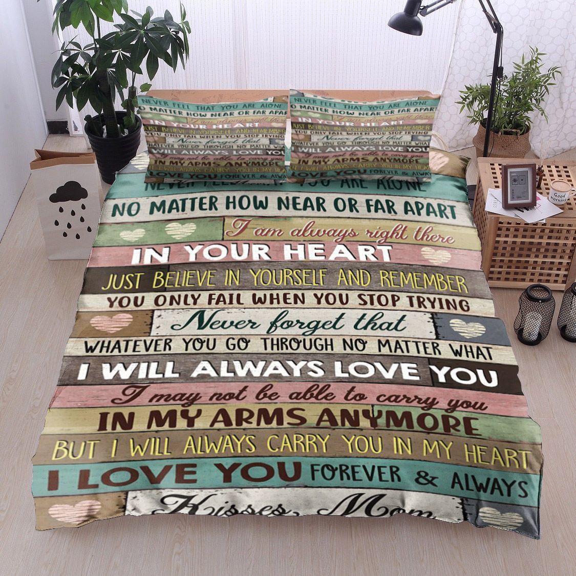 Family To My Son Kisses Mom Bedding Set