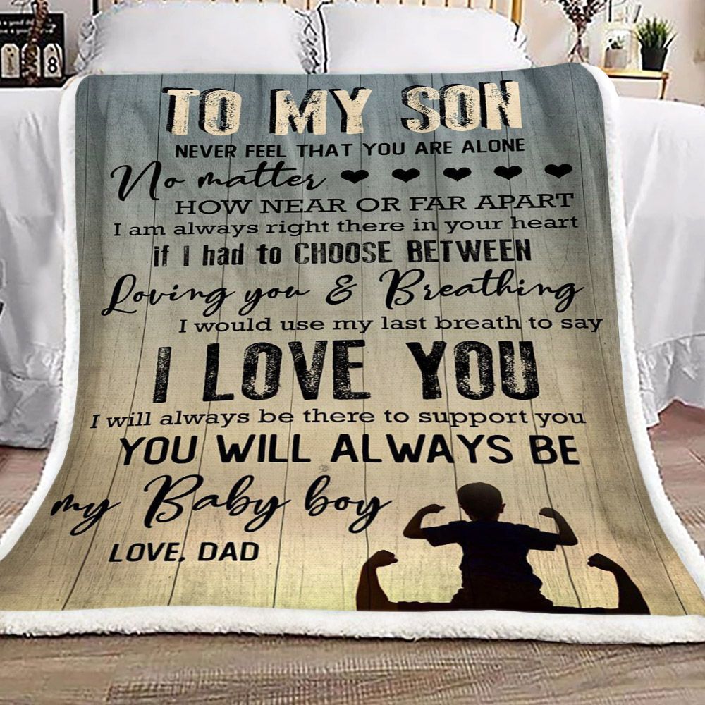 Family To My Son Love Dad Sherpa Fleece Blanket