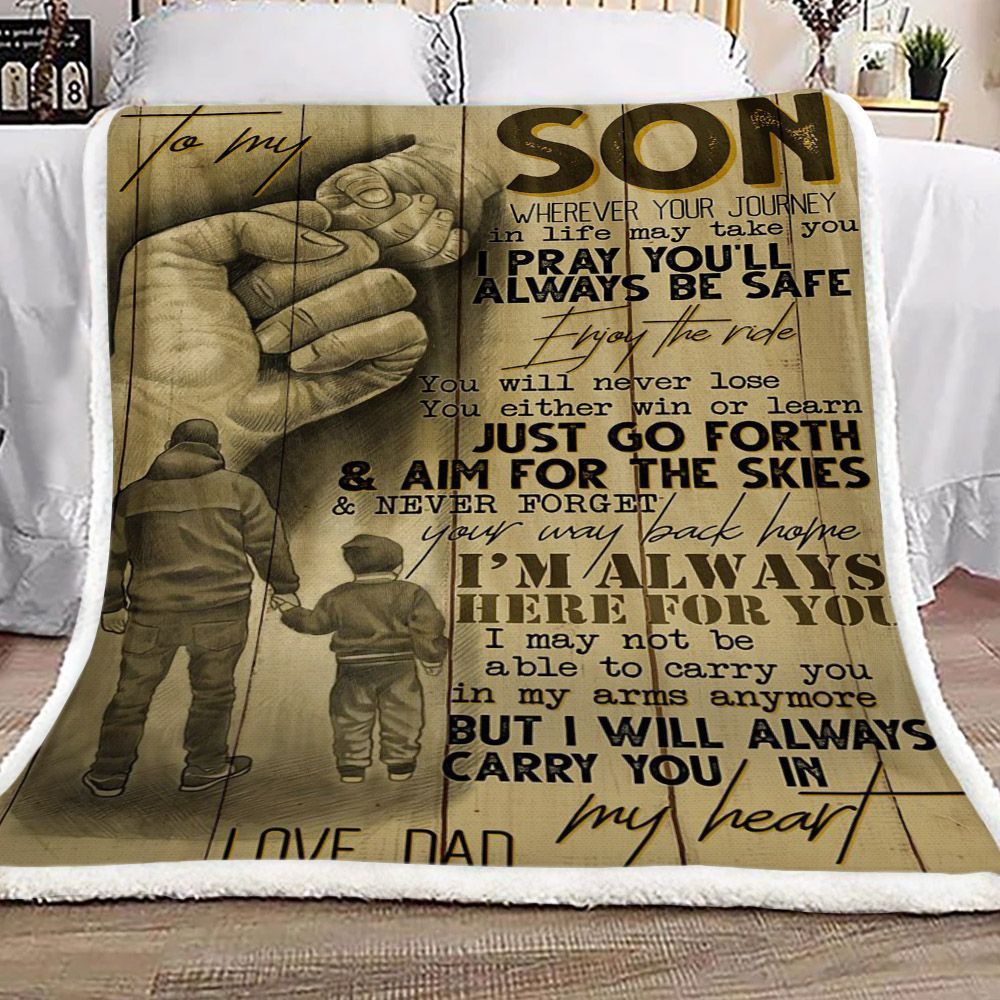 Family To My Son Love Dad Sherpa Fleece Blanket