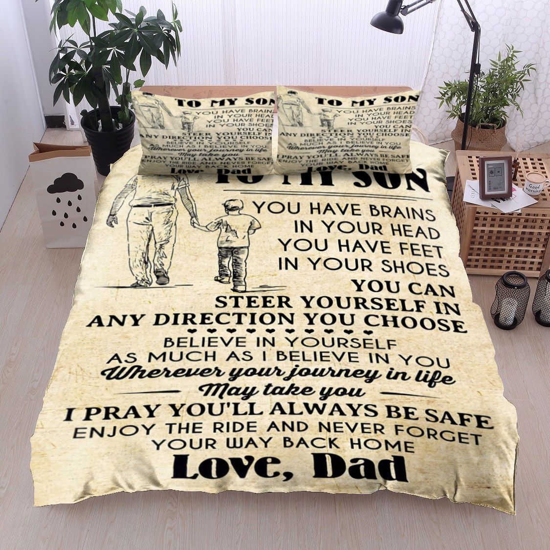 Family To My Son Love Dad Bedding Set